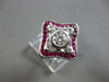 LARGE 1.17CT DIAMOND & AAA RUBY 18KT WHITE GOLD ENGAGEMENT RING 28179