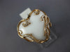 LARGE .36CT DIAMOND & AAA WHITE AGATE 14K ROSE GOLD 3D HEART SHAPE FILIGREE RING