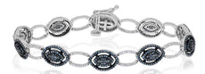 1.61CT WHITE & BLUE DIAMOND 14KT WHITE GOLD MULTI LEAF ETERNITY TENNIS BRACELET