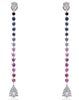 1.33CT DIAMOND & AAA MULTI COLOR SAPPHIRE 14K ROSE GOLD 3D FUN HANGING EARRINGS