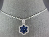 ESTATE 1.11CT DIAMOND & AAA SAPPHIRE 18KT WHITE GOLD CLUSTER FLOWER LOVE PENDANT