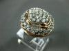 ESTATE EXTRA LARGE 1.50CT DIAMOND 14KT WHITE & ROSE GOLD CLUSTER MULTI ROW RING