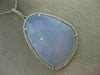 ESTATE LARGE .30CT DIAMOND & AAA BLUE CHALCEDONY 14KT WHITE GOLD 3D LOVE PENDANT