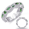 .92CT DIAMOND & AAA TSAVORITE 14KT WHITE GOLD ROUND & MARQUISE ANNIVERSARY RING