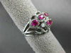 ANTIQUE LARGE 1.96CT DIAMOND & RUBY 18KT WHITE & YELLOW GOLD 3D ETOILE FUN RING