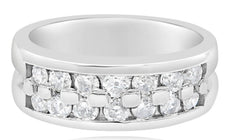 .85CT DIAMOND 14K WHITE GOLD 2 ROW SHARED PRONG CHANNEL WEDDING ANNIVERSARY RING