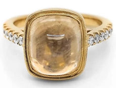 LARGE 8.70CT DIAMOND & AAA YELLOW SAPPHIRE 18KT YELLOW GOLD BEZEL FILIGREE RING