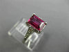 WIDE 1.29CT DIAMOND & AAA RUBY 18KT WHITE GOLD EMERALD CUT SOLITAIRE RING #27636