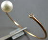 .06CT DIAMOND & AAA SOUTH SEA PEARL 14K ROSE GOLD FLEXIBLE FUN BANGLE BRACELET
