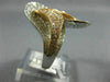 ESTATE WIDE 2.92CT DIAMOND 14K WHITE & ROSE GOLD MULTI ROW CRISS CROSS LEAF RING