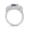 ESTATE LARGE 4.84CT DIAMOND & AAA SAPPHIRE PLATINUM OVAL & ROUND ENGAGEMENT RING