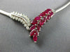 ESTATE 2.83CT DIAMOND & AAA RUBY 14KT WHITE GOLD 3D V SHAPE OMEGA NECKLACE 15009