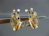 ANTIQUE AAA PEARL & SAPPHIRE 14K YELLOW GOLD HANDCRAFTED CLIP ON EARRINGS #22573
