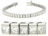 LARGE 5.50CT DIAMOND 14KT WHITE GOLD PRINCESS INVISIBLE CHANNEL TENNIS BRACELET