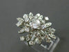 ANTIQUE LARGE 1.14CT OLD MINE DIAMOND 14KT WHITE GOLD FLOWER FUN RING #18870
