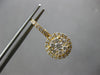 LARGE .82CT DIAMOND 18KT YELLOW GOLD ROUND CLUSTER FLOWER HALO HANGING EARRINGS