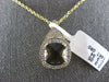 LARGE 3.39CT DIAMOND & AAA SMOKEY TOPAZ 14K YELLOW GOLD CUSHION FLOATING PENDANT