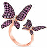 ESTATE .80CT DIAMOND & AAA PINK SAPPHIRE 18KT ROSE GOLD CRISS CROSS X LOVE RING
