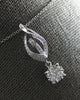 ESTATE .29CT DIAMOND 18KT WHITE GOLD 3D FLOWER TEAR DROP FUN FLOATING PENDANT