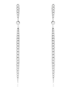 ESTATE .42CT DIAMOND 14KT WHITE GOLD CLASSIC GRADUATING BAR FUN HANGING EARRINGS