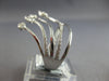 ESTATE LARGE .45CT DIAMOND 14KT WHITE GOLD 3D LEAF & FLOWER CRISS CROSS FUN RING