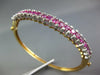 WIDE 3.9CT DIAMOND & AAA PINK RUBY 14K YELLOW GOLD SEMI ETERNITY BANGLE BRACELET