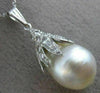 ESTATE .45CT DIAMOND & AAA SOUTH SEA PEARL 18KT WHITE GOLD FLOWER PENDANT #26205