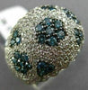ESTATE LARGE 2.46CT WHITE & BLUE DIAMOND 14K WHITE GOLD 3D MULTI FLOWER FUN RING