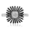 ESTATE .11CT DIAMOND 14KT WHITE GOLD 3D SQUARE FLOWER FUN RING