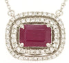 LARGE 1.43CT DIAMOND & AAA RUBY 14KT WHITE GOLD 3D EMERALD CUT FUN LOVE NECKLACE