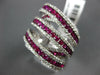 EXTRA LARGE 5.40CT DIAMOND & AAA RUBY 18KT WHITE GOLD 3D MULTI ROW COCKTAIL RING