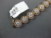 ESTATE WIDE 4.53CT DIAMOND 14KT WHITE & ROSE GOLD CLUSTER FLOWER TENNIS BRACELET