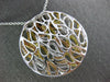 LARGE 1.78CT DIAMOND 18K TRI COLOR GOLD OPEN FILIGREE TEAR DROP CIRCULAR PENDANT