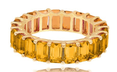 5.77CT AAA CITRINE 14KT ROSE GOLD 3D EMERALD CUT SHARED PRONG ETERNITY FUN RING