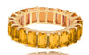 5.77CT AAA CITRINE 14KT ROSE GOLD 3D EMERALD CUT SHARED PRONG ETERNITY FUN RING