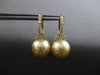 .44CT DIAMOND & AAA GOLDEN SOUTH SEA PEARL 18KT YELLOW GOLD 3D HANGING EARRINGS