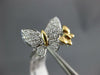 ESTATE WIDE .26CT DIAMOND 18KT 2 TONE GOLD 3D CLASSIC DOUBLE BUTTERFLY LOVE RING