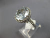 LARGE 5.66CT DIAMOND & AAA AQUAMARINE 14KT WHITE GOLD ROUND HALO ENGAGEMENT RING