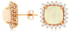 ESTATE 4.3CT DIAMOND & AAA OPAL 14K ROSE GOLD CUSHION & ROUND HALO STUD EARRINGS