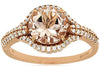 ESTATE 2.08CT DIAMOND & AAA MORGANITE 14KT ROSE GOLD ROUND HALO FLOWER FUN RING