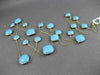 ANTIQUE EXTRA LONG 14KT YELLOW GOLD EXTRA FACET TURQUOISE BY THE YARD NECKLACE