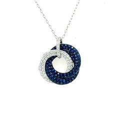 1.7CT DIAMOND & AAA SAPPHIRE 18KT WHITE GOLD 3D MULTI CIRCULAR TRINITY PENDANT