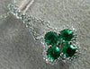ESTATE .61CT DIAMOND & AAA EMERALD 18K WHITE GOLD FLOWER SQUARE FLOATING PENDANT