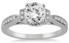 ESTATE 1.09CT DIAMOND 14KT WHITE GOLD 3D ROUND CLASSIC 4 PRONG ENGAGEMENT RING