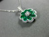 ESTATE 1.22CT DIAMOND & AAA EMERALD 18KT WHITE GOLD 3D FILIGREE FLOATING PENDANT