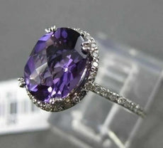 ESTATE 2.81CT DIAMOND & AAA AMETHYST 14K WHITE GOLD 3D OVAL HALO ENGAGEMENT RING