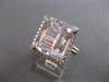 EXTRA LARGE 11.47CT DIAMOND & AAA KUNZITE 18KT WHITE GOLD SQUARE ENGAGEMENT RING