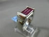 ESTATE 2.06CT DIAMOND & RUBY 18KT WHITE GOLD RECTANGULAR HANDCRAFTED MENS RING