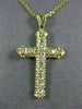 ANTIQUE .30CT DIAMOND 14KT YELLOW GOLD 3D CLASSIC CROSS FLOATING PENDANT #2891
