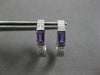 .72CT DIAMOND & AAA AMTHEYST 14K WHITE GOLD EMERALD CUT & ROUND HUGGIE EARRINGS